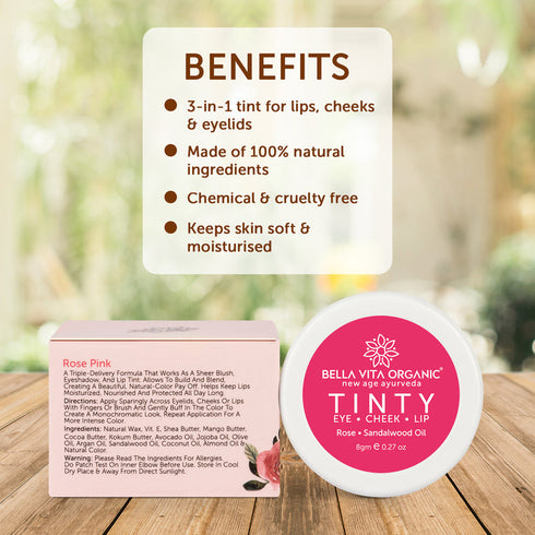 Bella Vita Organic Rose Pink 3 in 1 Tinty Blush 8g